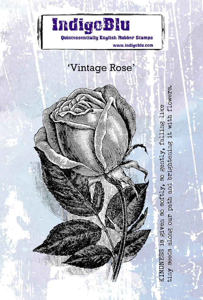 Vintage Rose A6 Red Rubber Stamp